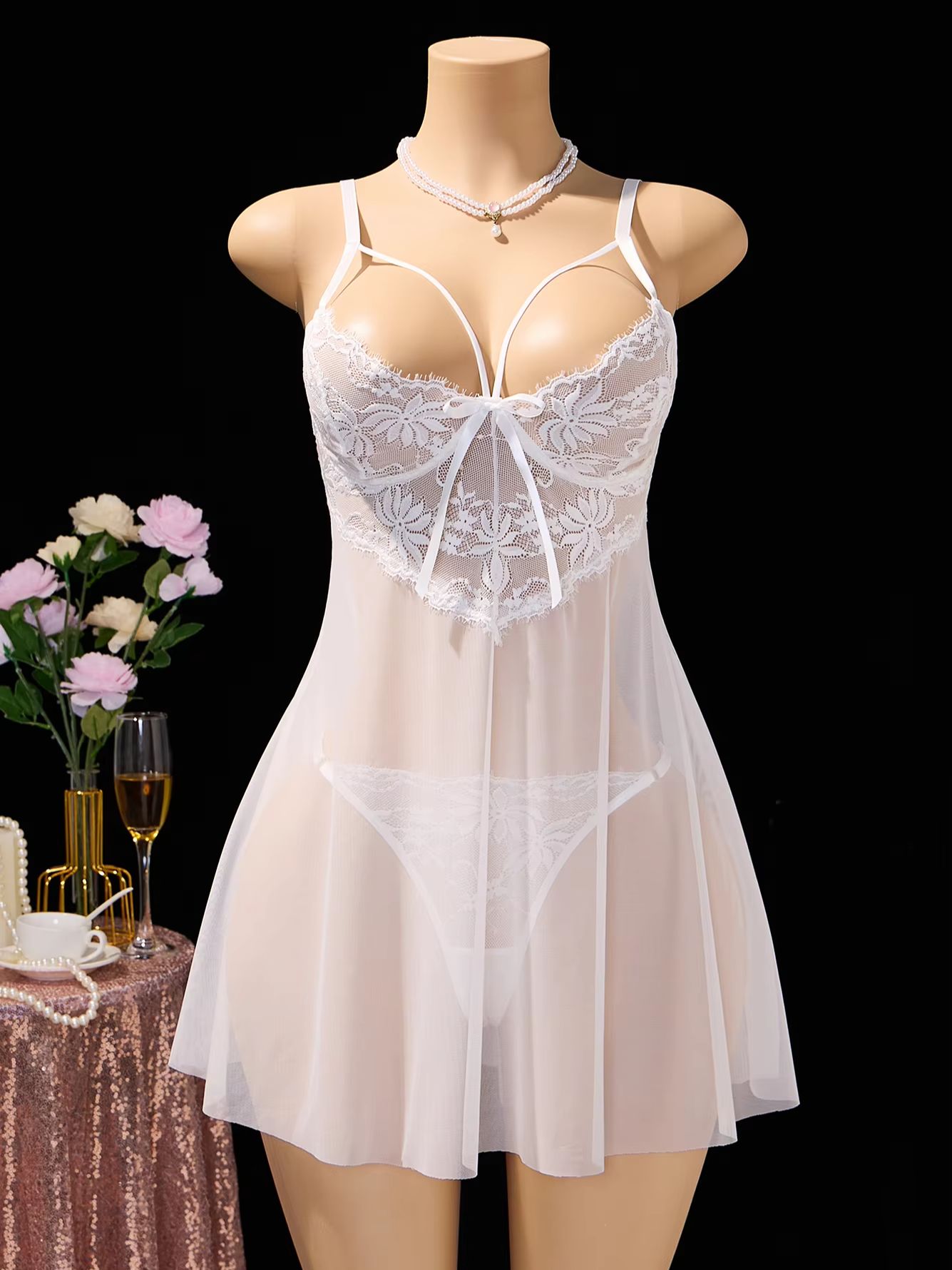فستان نوم نسائي أبيض من الدانت - مراجعة Babydoll Chemise Night وسعره